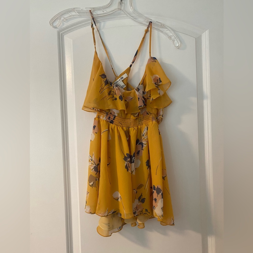 Yellow forever 21 floral tank